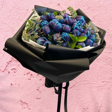 Cosmic Blue Galaxy Tulips Bouquet